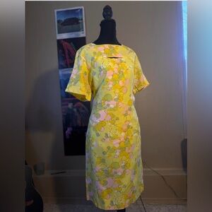 Vintage 70s Handmade Yellow Floral Dress